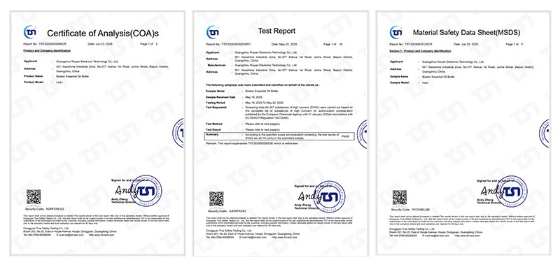 Boston Essential oil bottle testing report
